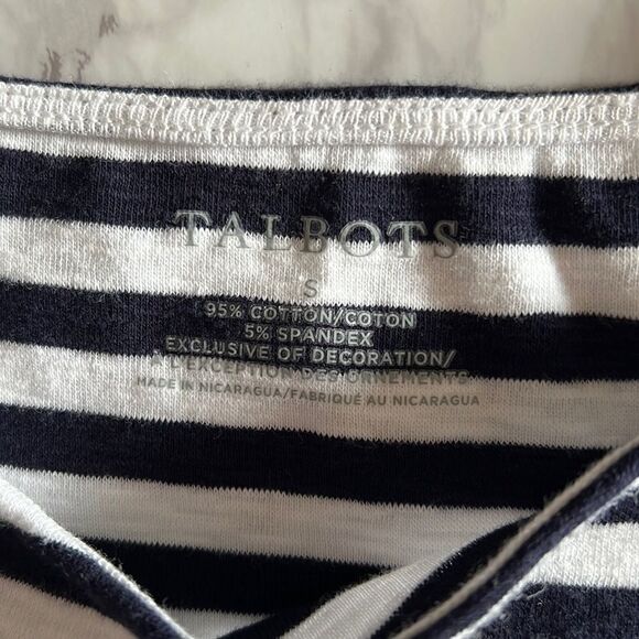 Talbots Blue Nautical Stripe Boatneck Ruffle Hem Top - Picture 8 of 9